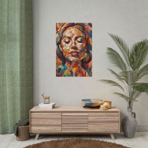 IS_3925 Vibrant Geometric Art Rolled Poster - Colorful Abstract Female Portrait
