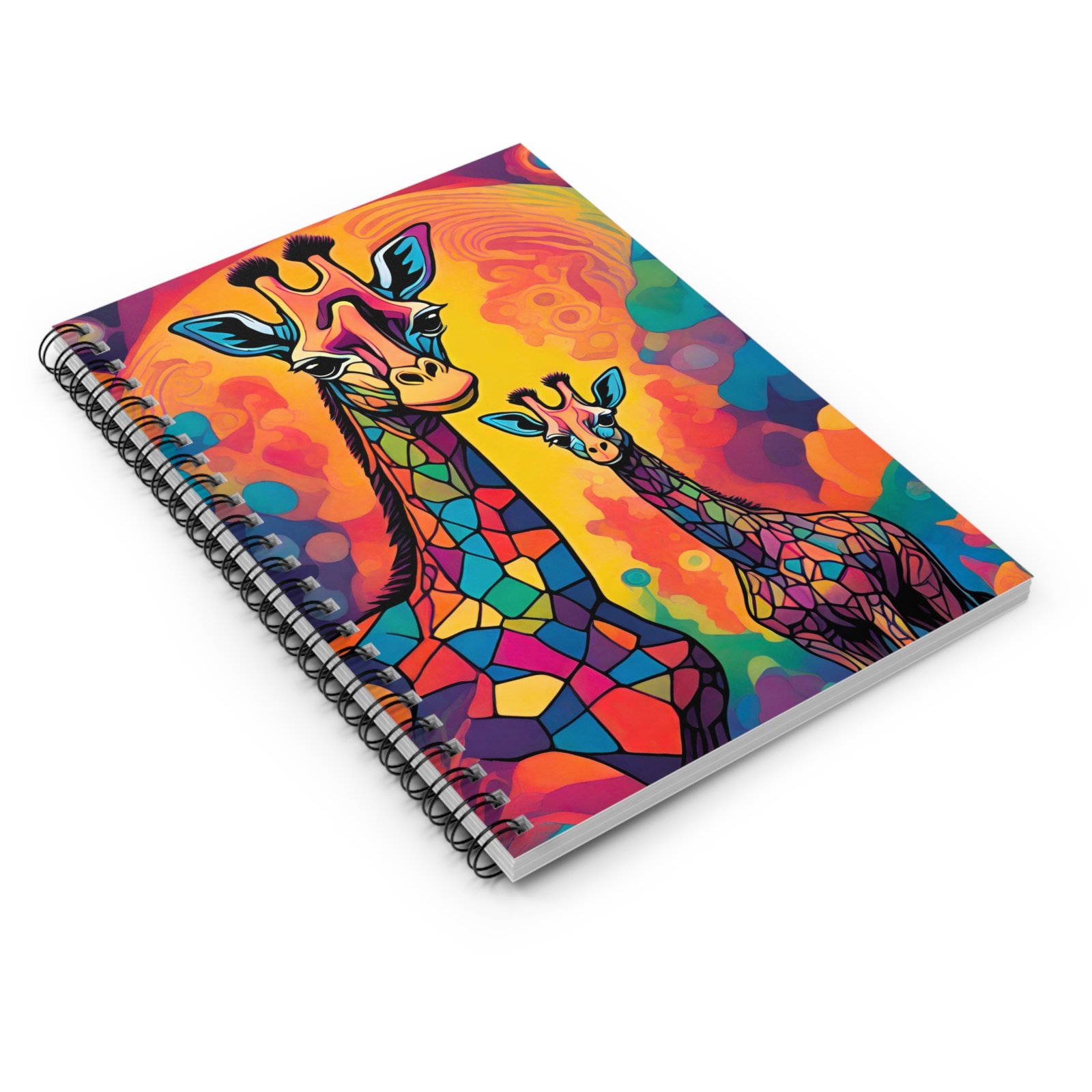 Vibrant Mosaic Giraffe Spiral Notebook - Image 3