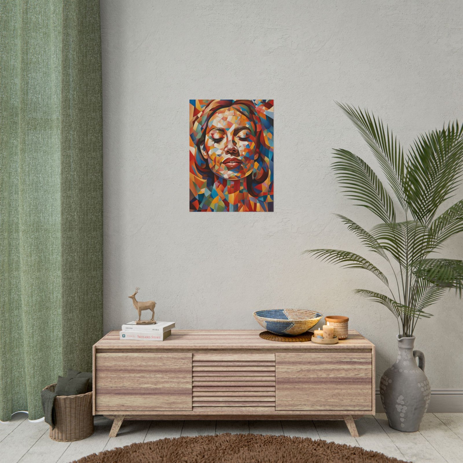 IS_3925 Vibrant Geometric Art Rolled Poster - Colorful Abstract Female Portrait - Image 6
