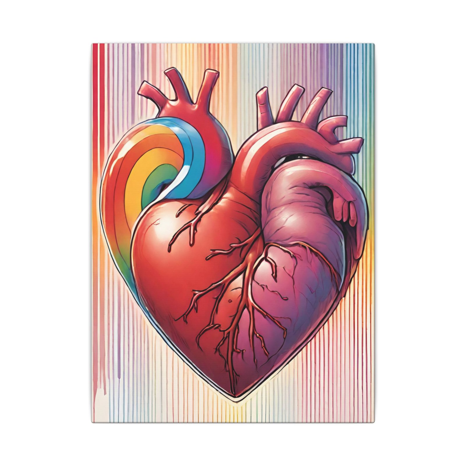 Rainbow Heart Matte Canvas 9x12"