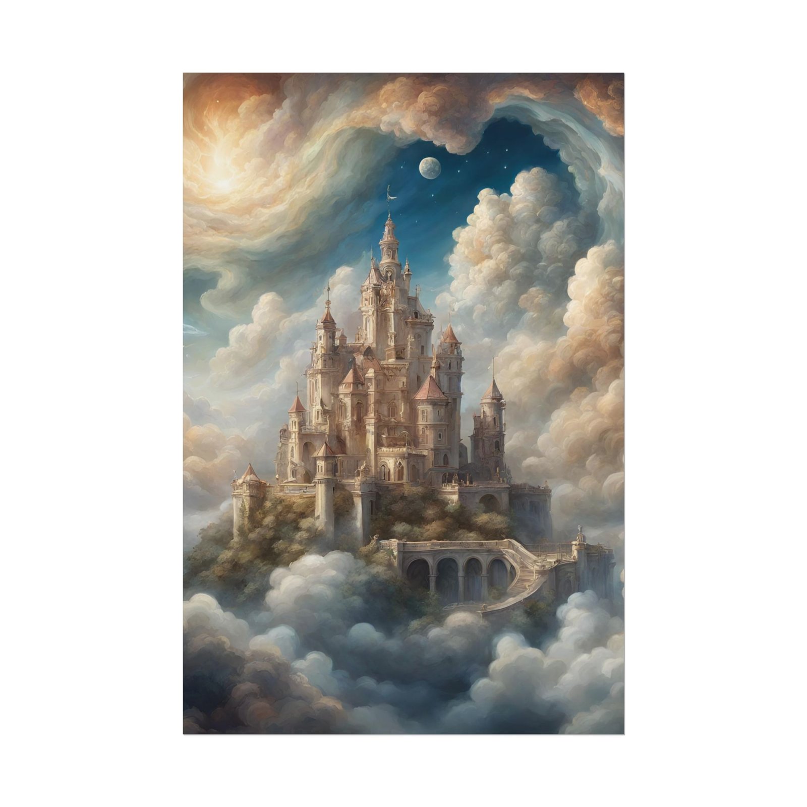 Fantasy Castle in the Clouds Rolled Poster