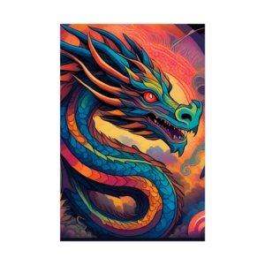 IS_6563 Psychadelic Dragon Rolled Poster — Rainbow Dragon Wall Art
