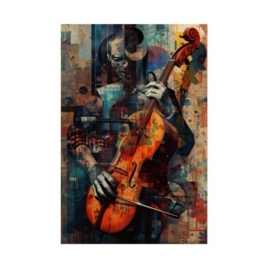 IS_6406 Violinist Abstract Music Rolled Poster