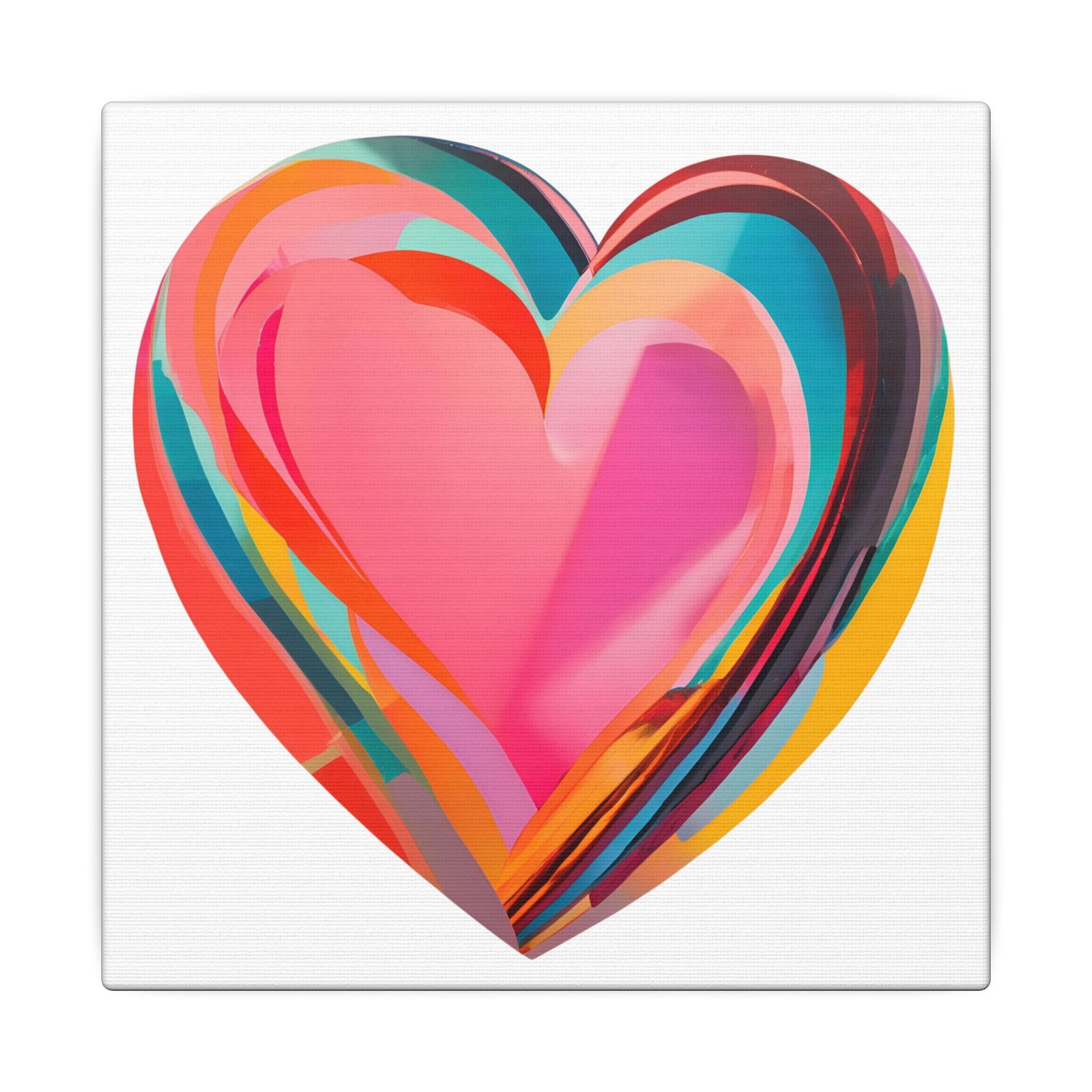 IS_4169 Colorful Heart Canvas Print — Abstract Multi-Color Heart Wall Art