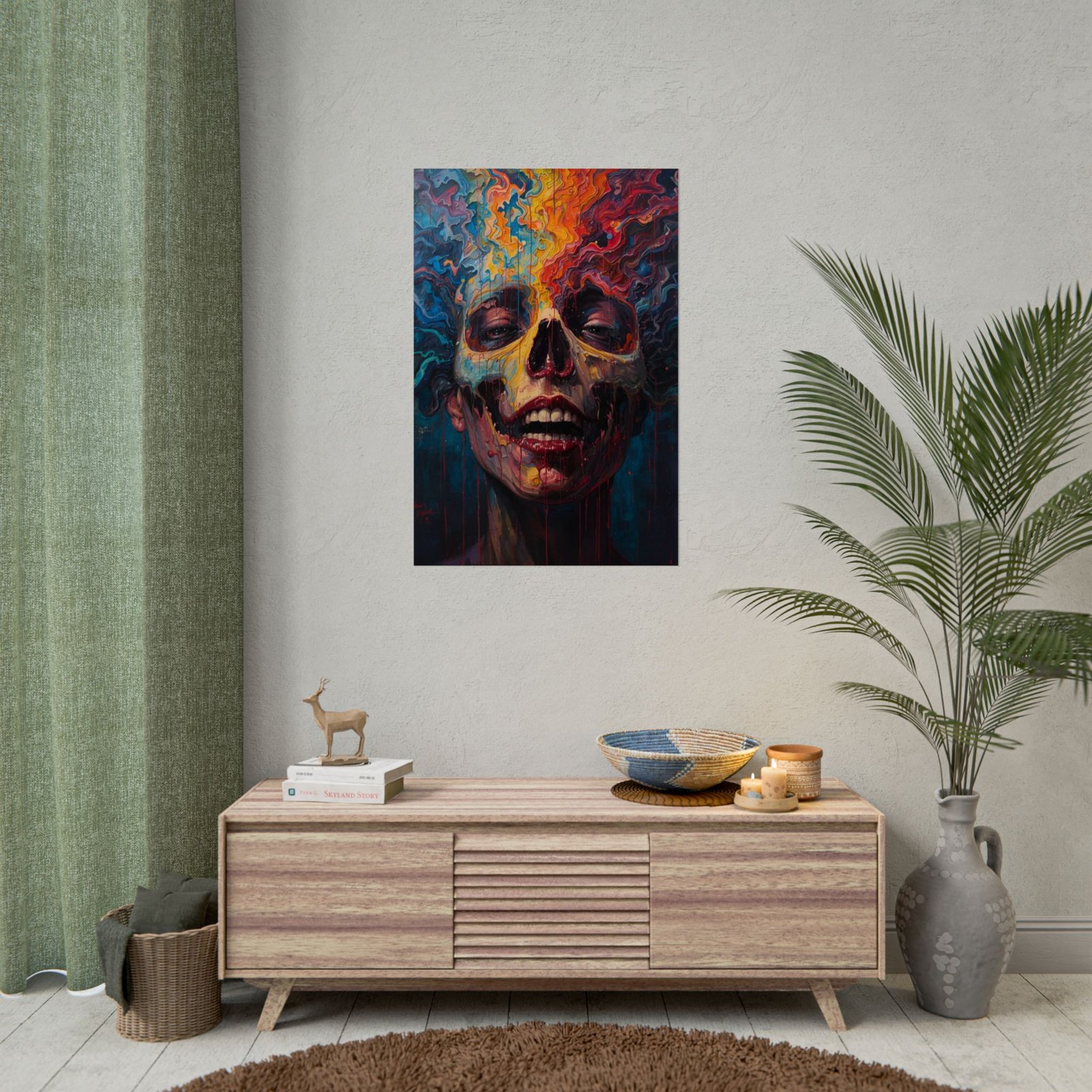 IS_6613 Abstract Skull Rolled Poster — Psychadelic Melting Face Wall Art - Image 3