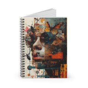 IS_6489 Abstract Retro Butterfly Face Collage Spiral Notebook