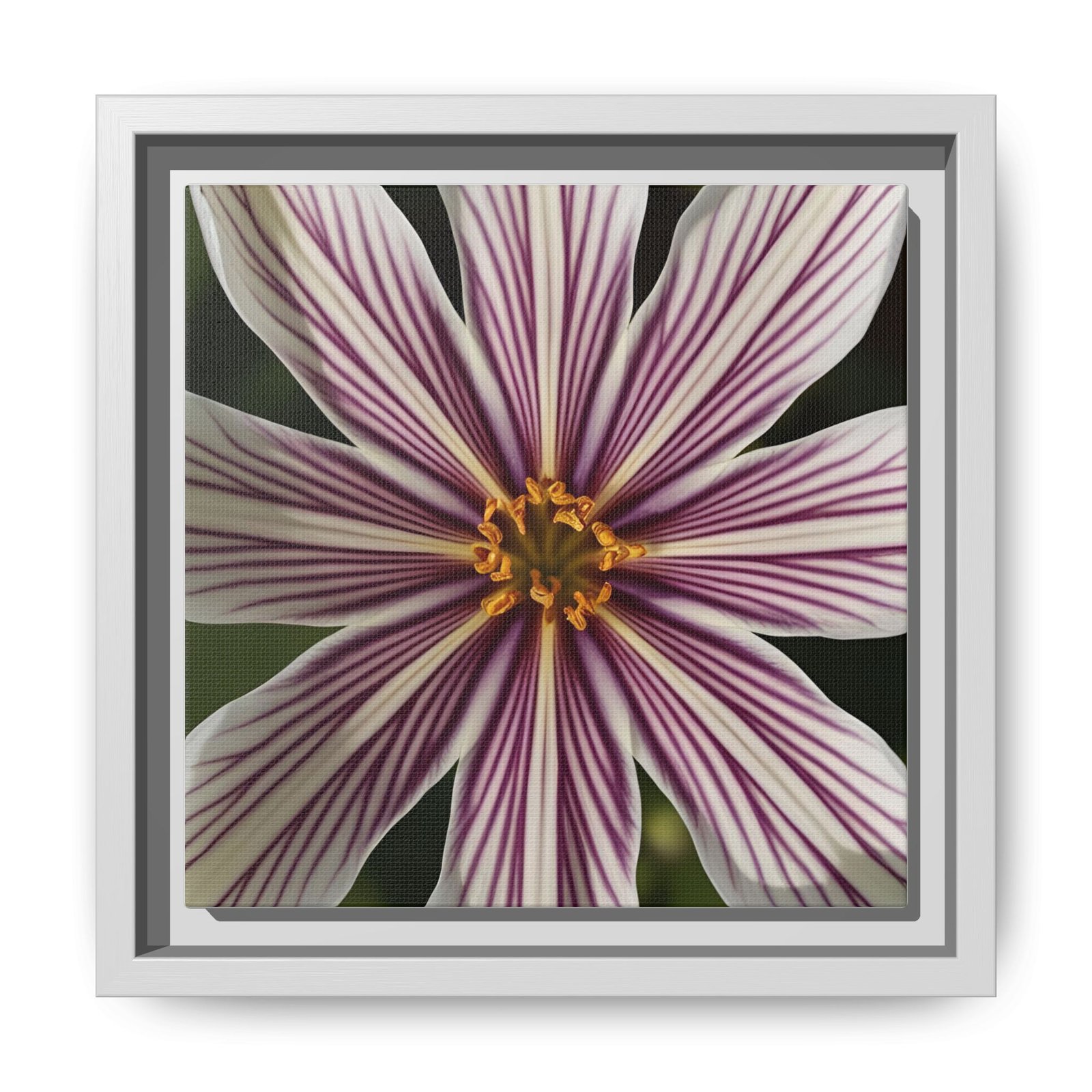 IS_4850 Framed Matte Canvas Wall Art — Striped Pink Daisy Floral Print - Image 7