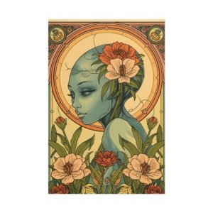 Art Nouveau Floral Muse Poster — Green Goddess Rolled Art Print