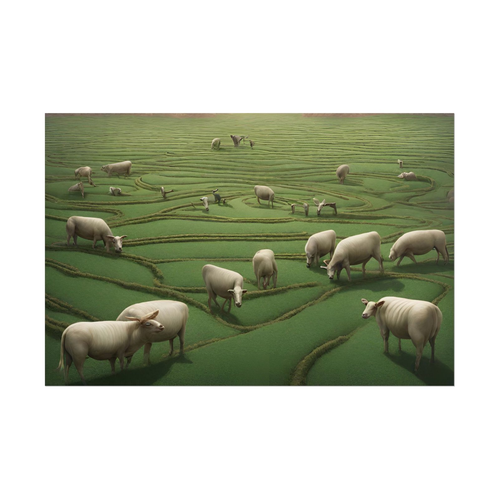 Serene Pastoral Farm Landscape Rolled Poster