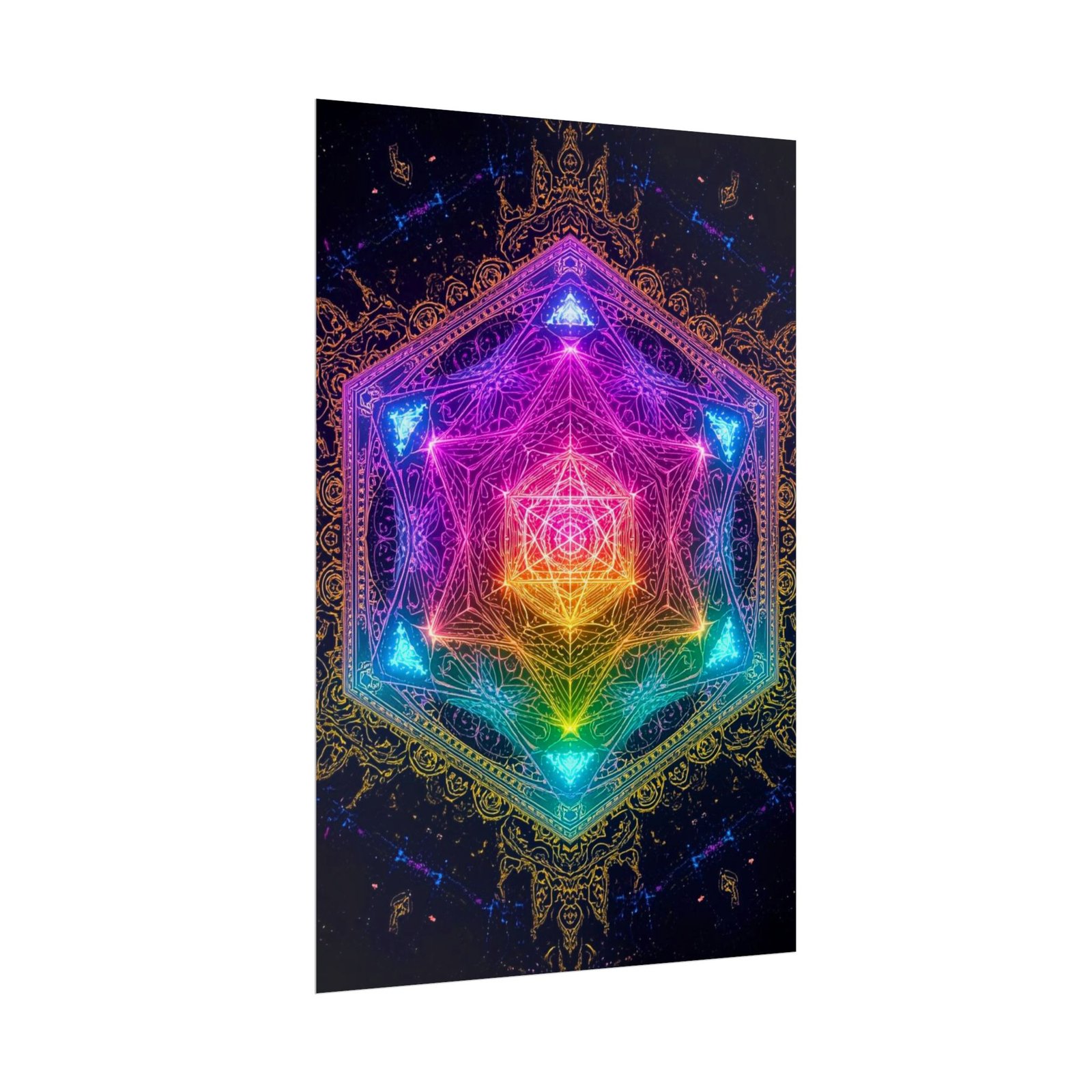 IS_6610 Psychedelic Sacred Geometry Rolled Poster – Rainbow Metatron Art Print - Image 2