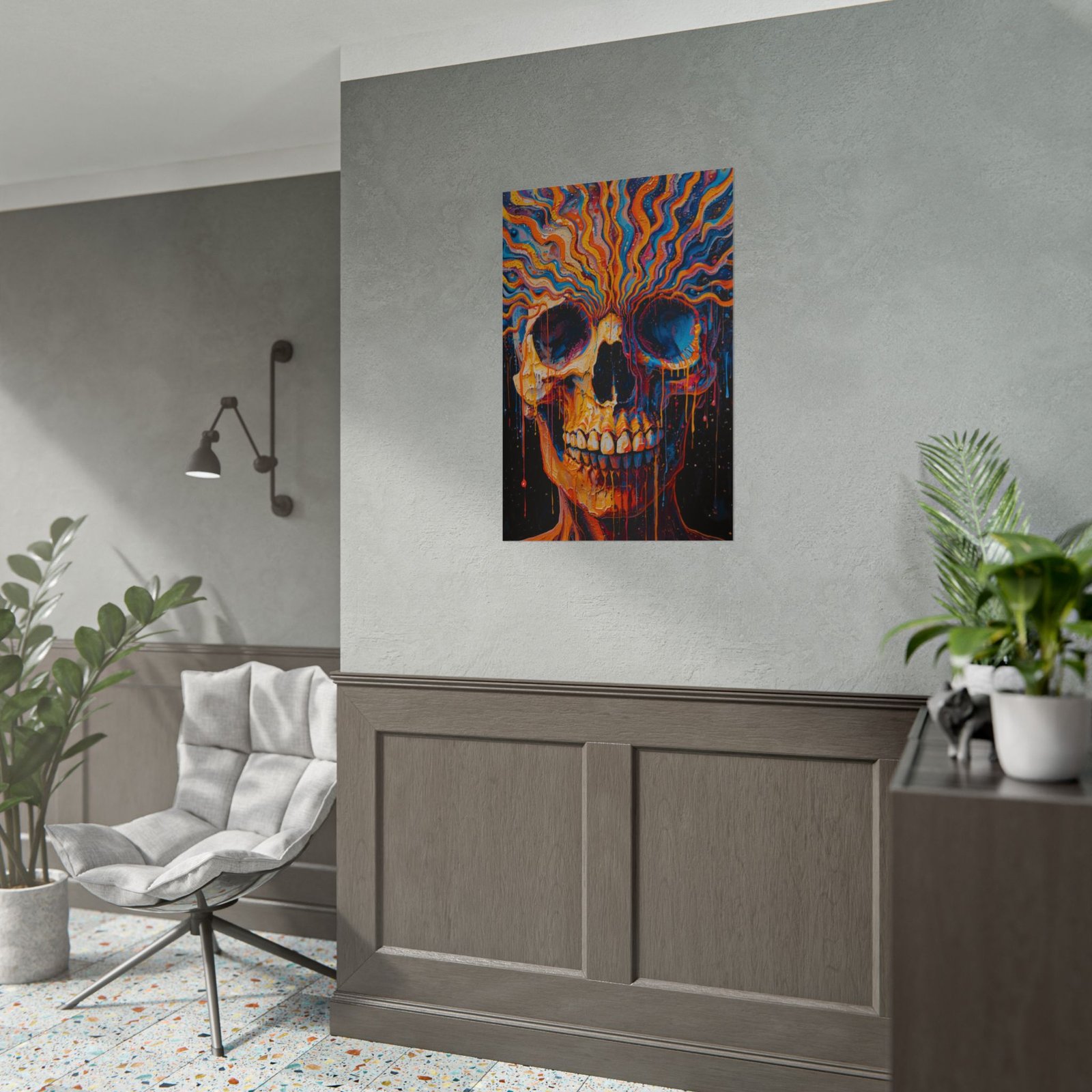 IS_6614 Psychedelic Skull Rolled Poster — Vibrant Abstract Skull Wall Art - Image 4