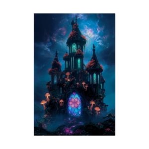 IS_6593 Enchanted Night Mushroom Palace Rolled Poster