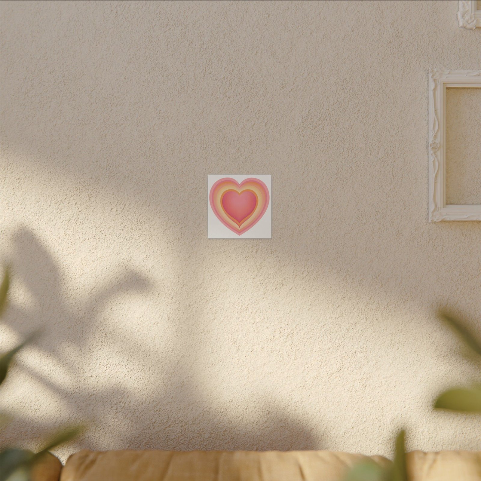 IS_4233 Layered Pink Heart Canvas Wall Art — Romantic Retro Heart Print for Bedroom, Nursery & Valentine’s Decor - Image 3
