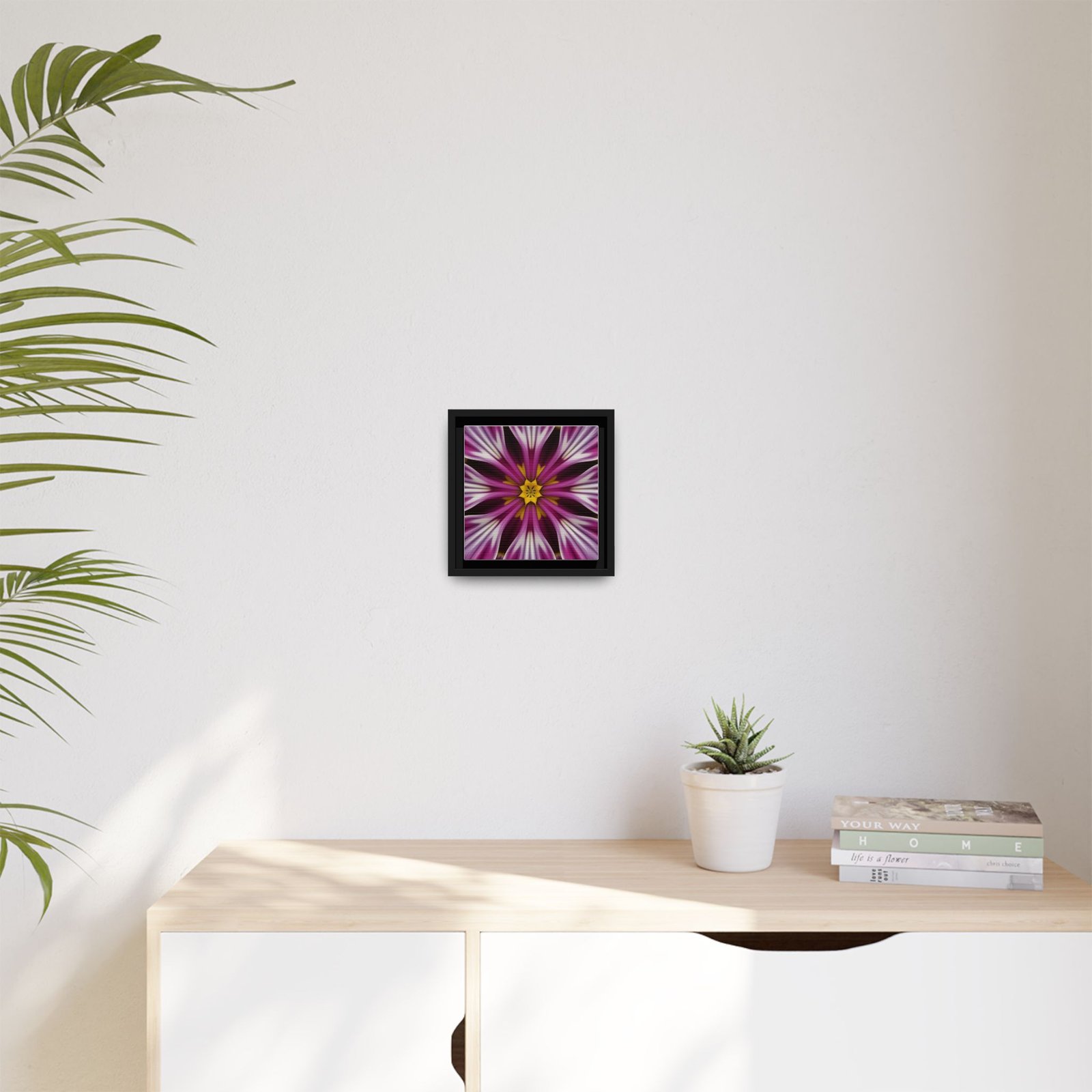 IS_4867 Floral Kaleidoscope Matte Canvas Framed Wall Art - Image 3