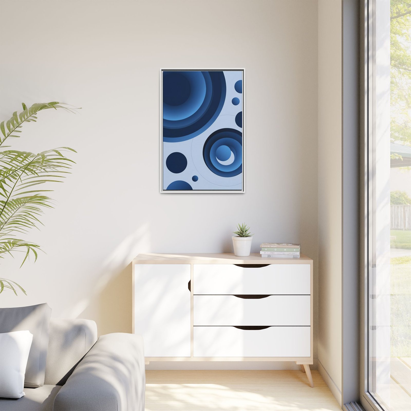Suprematism- Blue Abstract Concentric Circles FRAMED 24x36" - Image 3