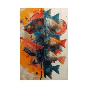 IS_6492 Fish Stack Colorful Abstract Ocean Rolled Poster
