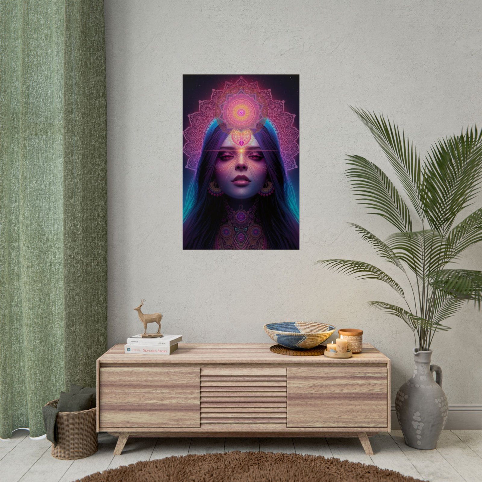 IS_6571 Mystic Mandala Woman Rolled Poster — Psychedelic Boho Art Print - Image 4
