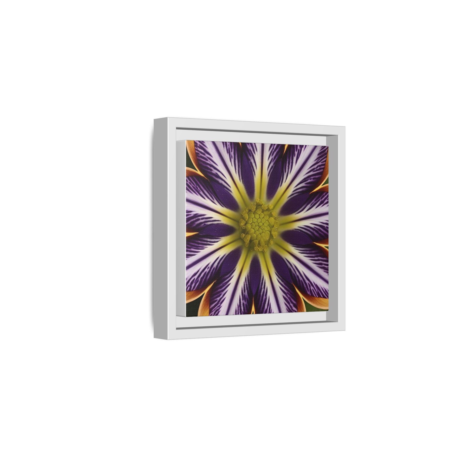 IS_4855 Framed Floral Burst Matte Canvas Print — Purple & Yellow Starburst Wall Art - Image 2