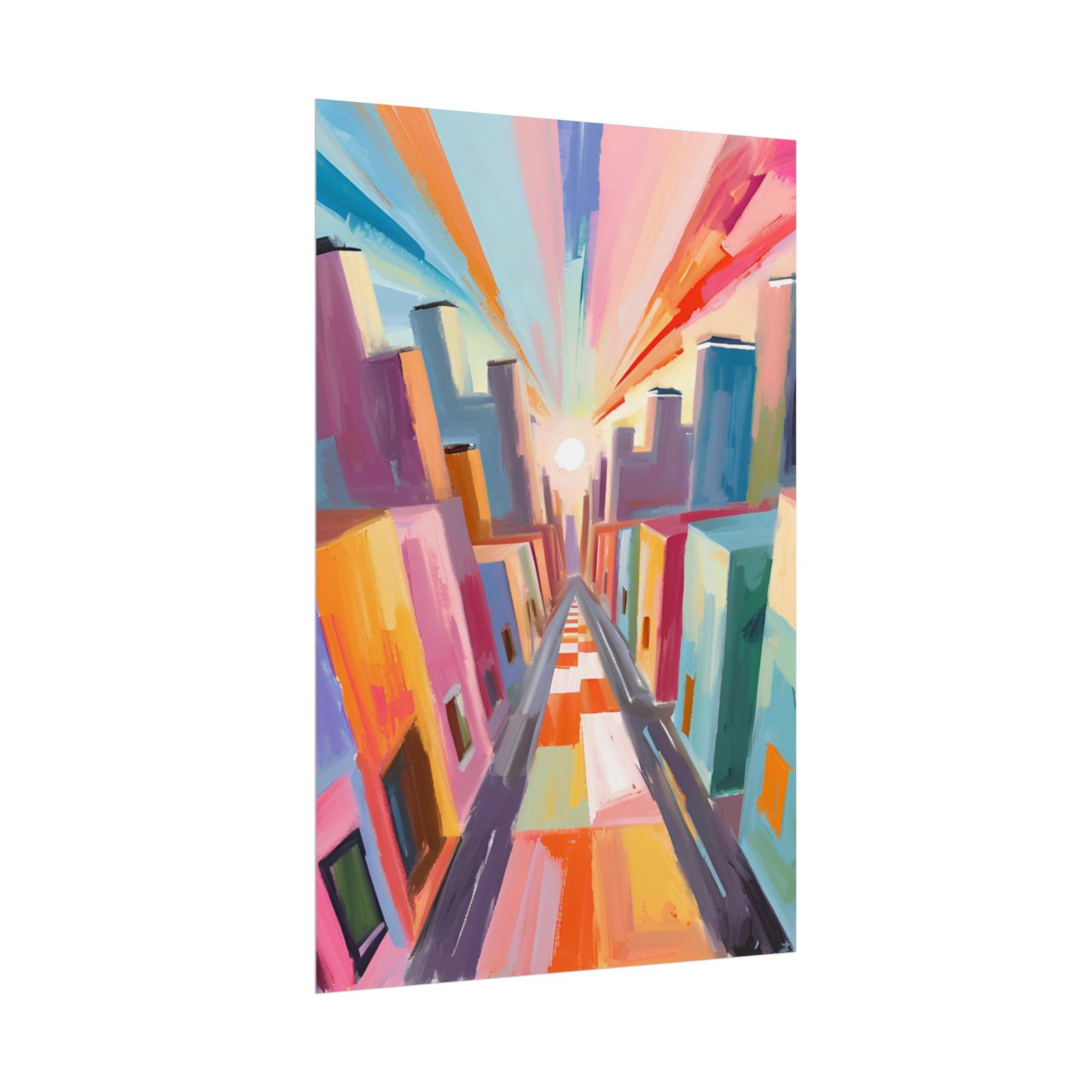 IS_3433 Cubist Cityscape Rolled Poster — Abstract Geometric Urban Art - Image 2