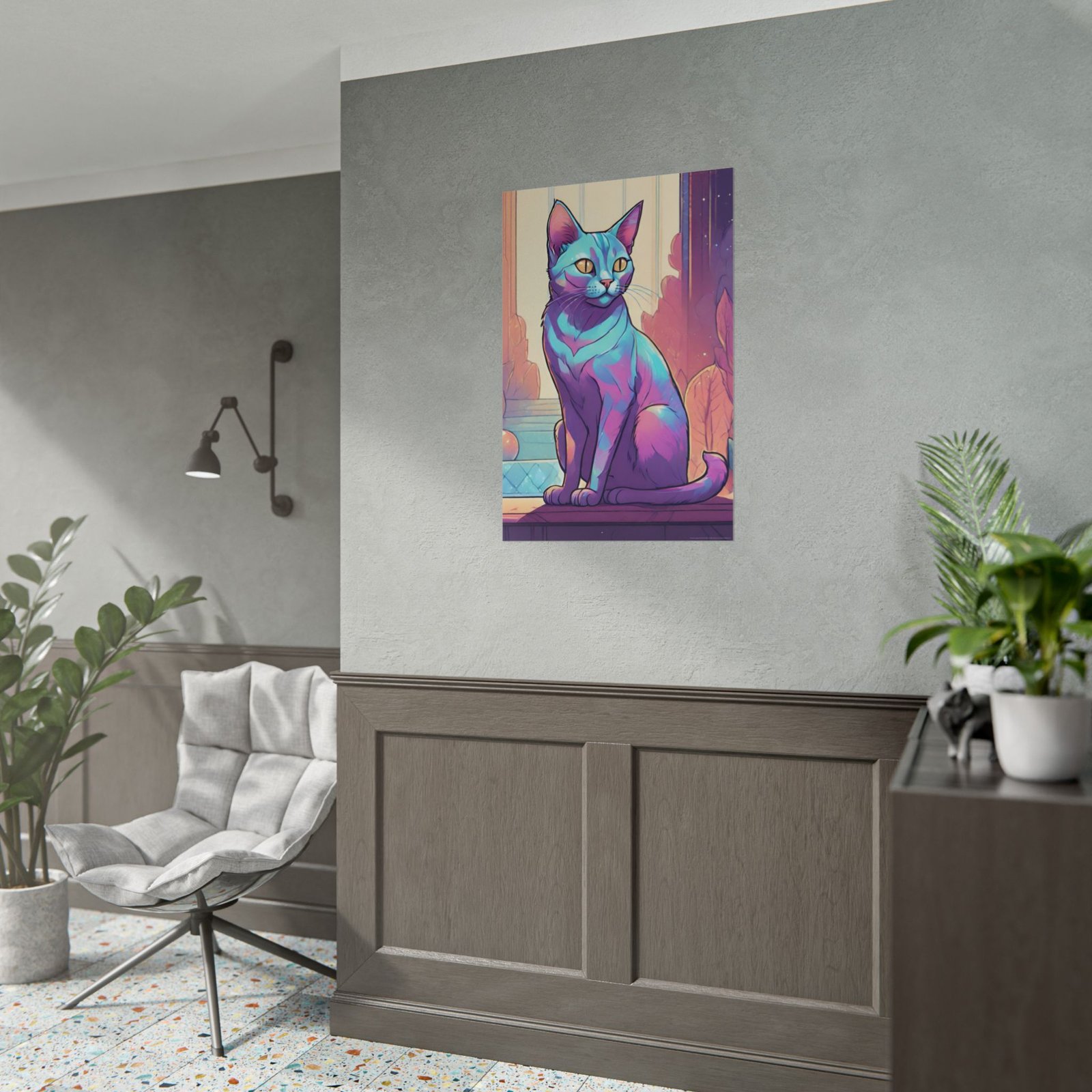 IS_1292 Iridescent Cat Rolled Poster - Image 4