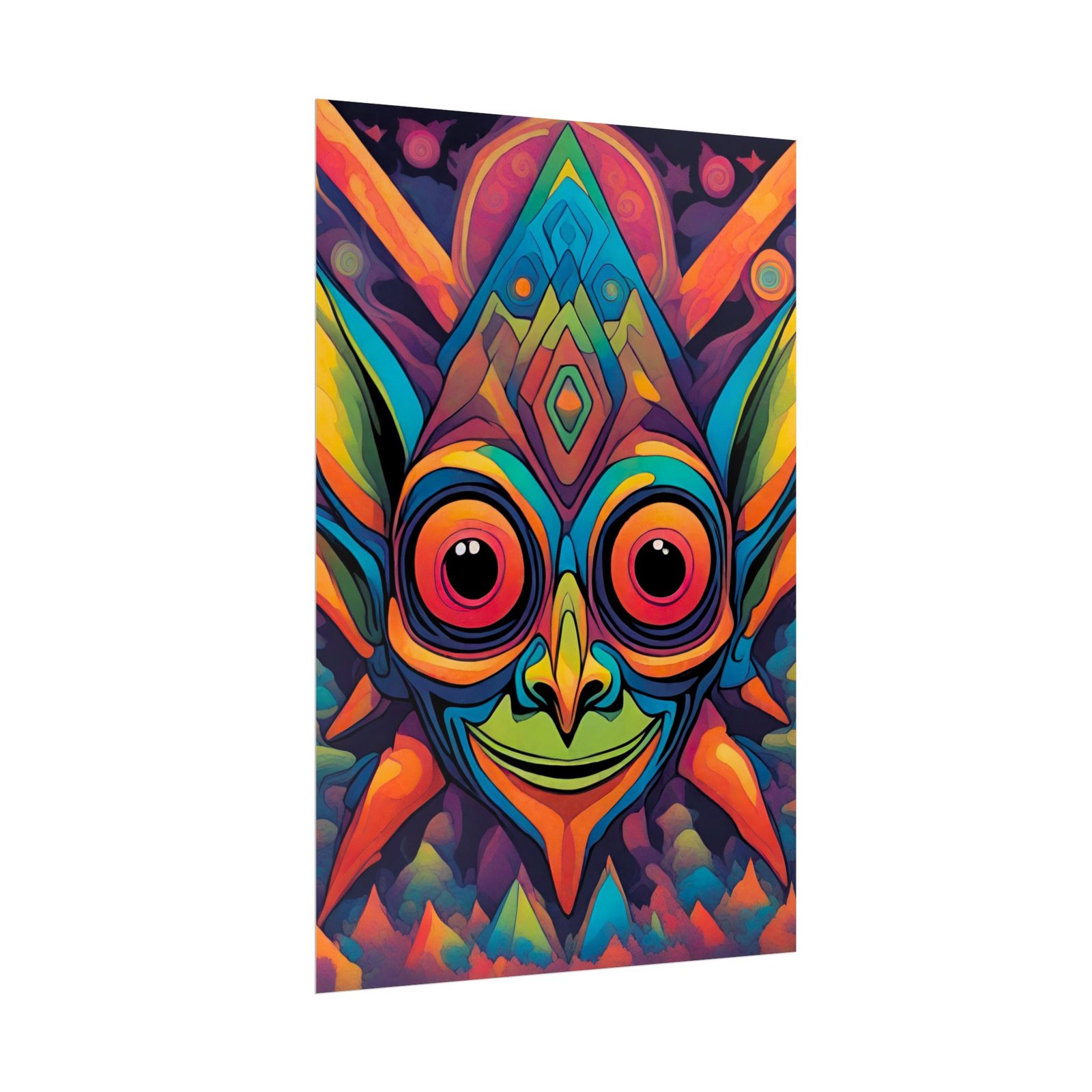 IS_6560 Psychedelic Tribal Mask Rolled Poster — Vibrant Abstract Wall Art - Image 2