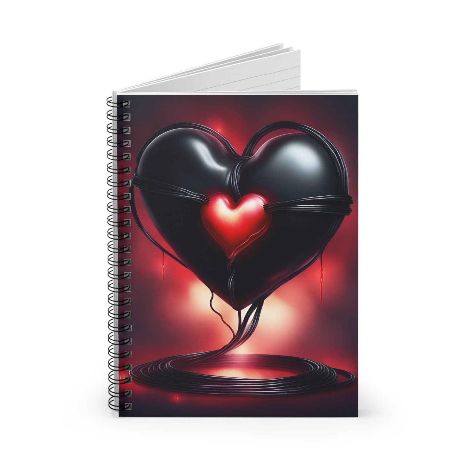 IS_1277 Gothic Black Heart Spiral Notebook - Image 2