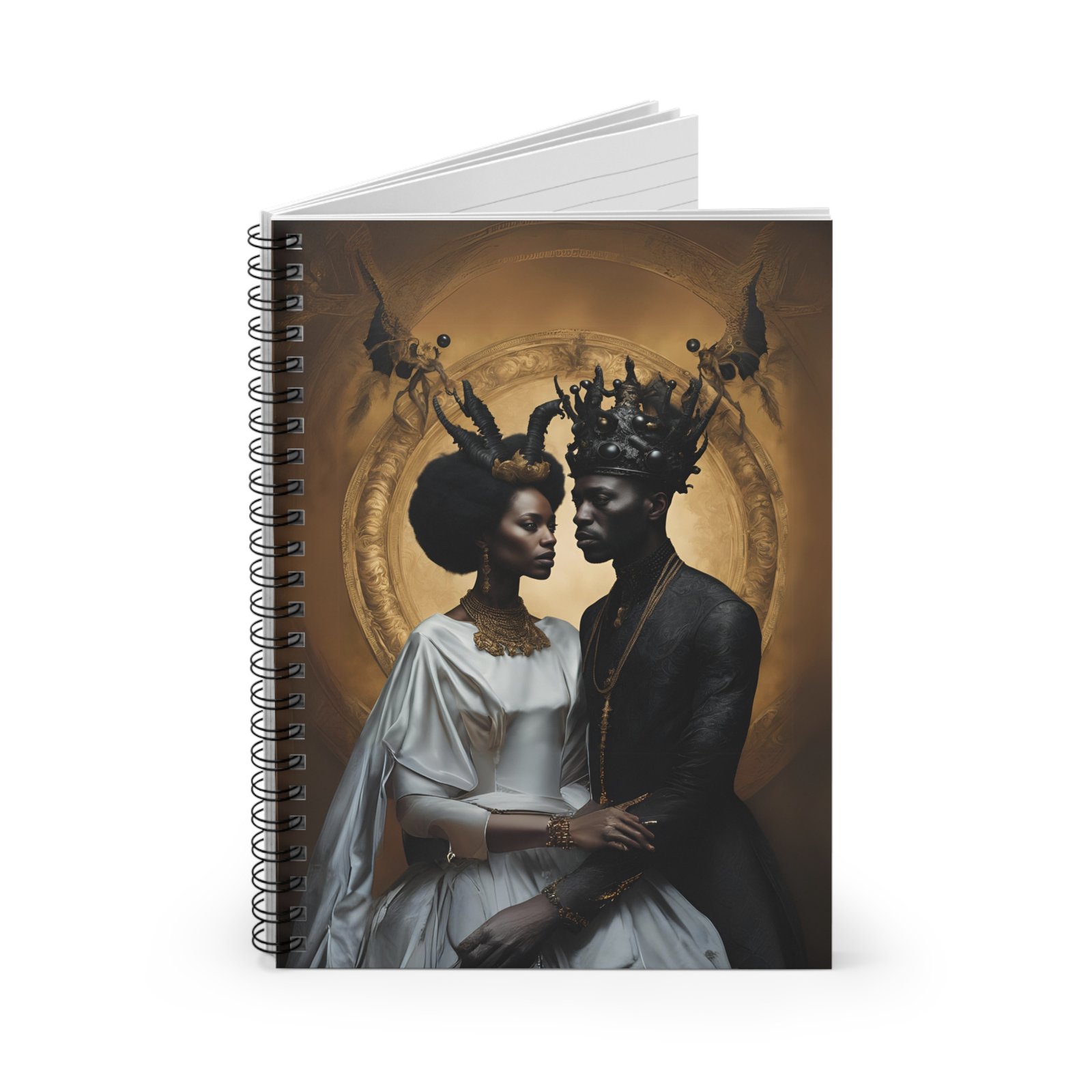 Black Celestial King & Queen Portrait Spiral Notebook - Image 2