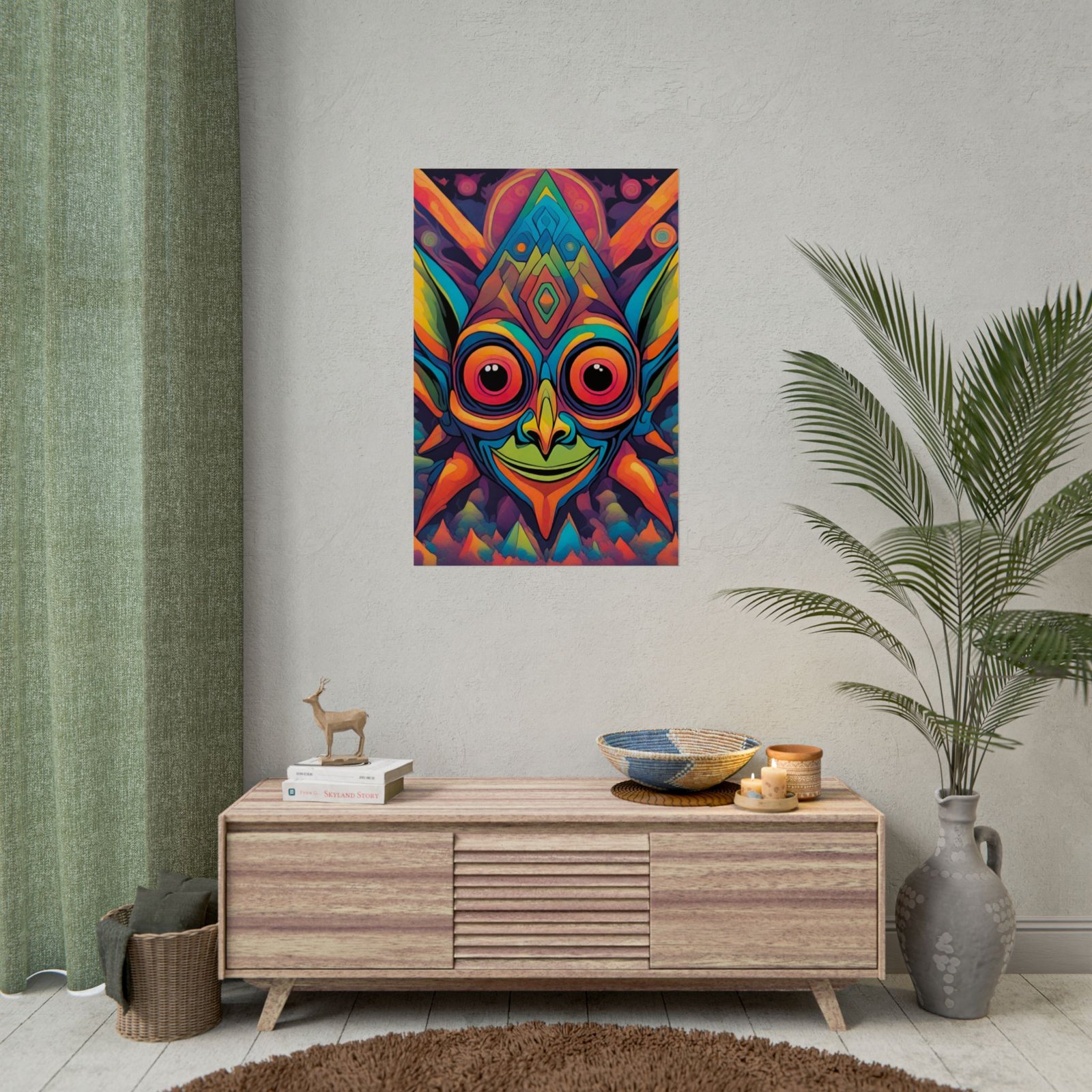 IS_6560 Psychedelic Tribal Mask Rolled Poster — Vibrant Abstract Wall Art - Image 3