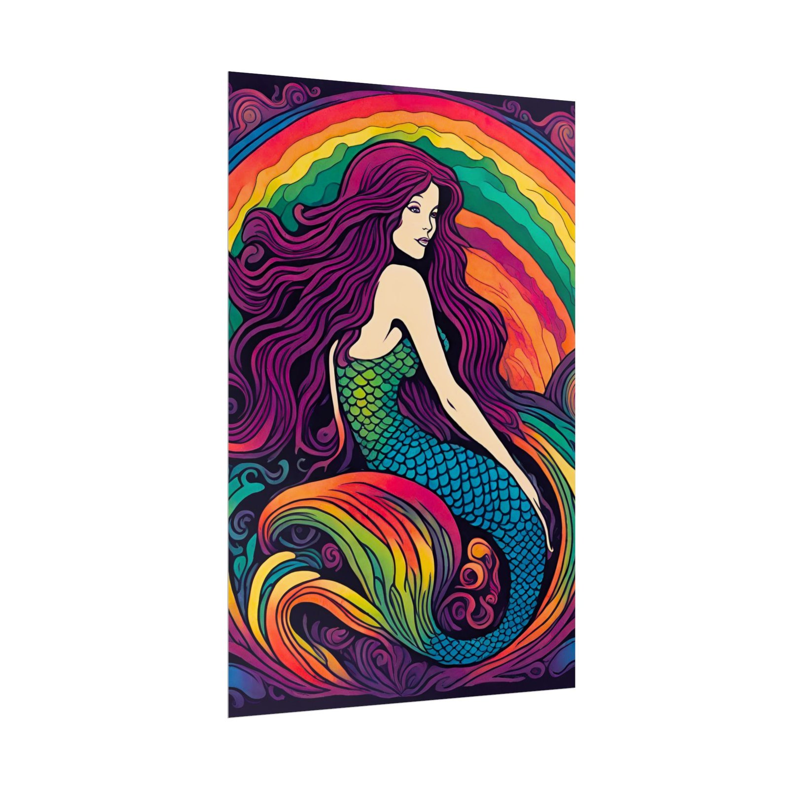 IS_6542 Psychedelic Rainbow Mermaid Rolled Poster - Image 2