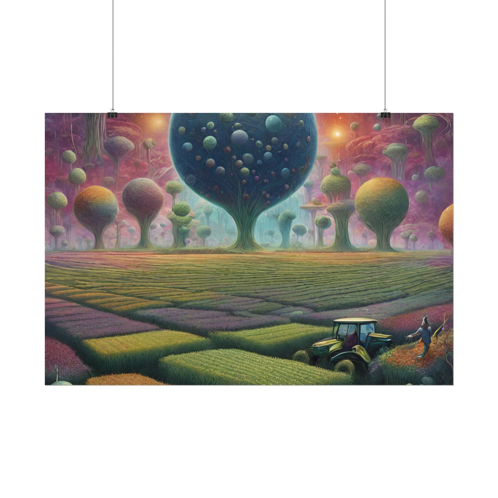 Abstract Farming Paradise Rolled Poster - Vibrant Nature Art for Home Décor - Image 3
