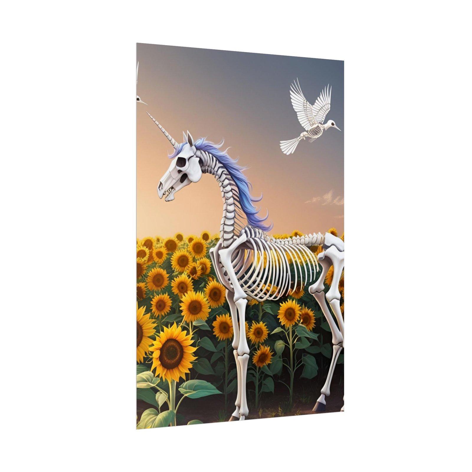 Unicorn Skeleton Sunflower Field Poster - Image 3