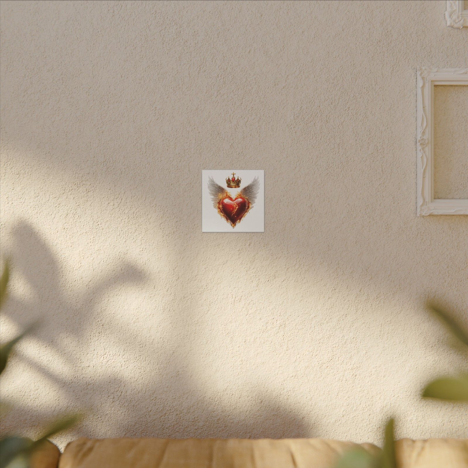 Winged Flaming Heart Canvas — Crowned Sacred Heart Wall Art - Image 3