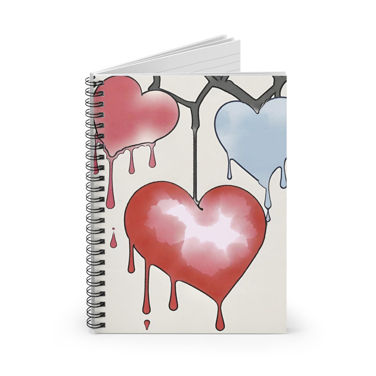 Dripping Wet Hearts Spiral Notebook