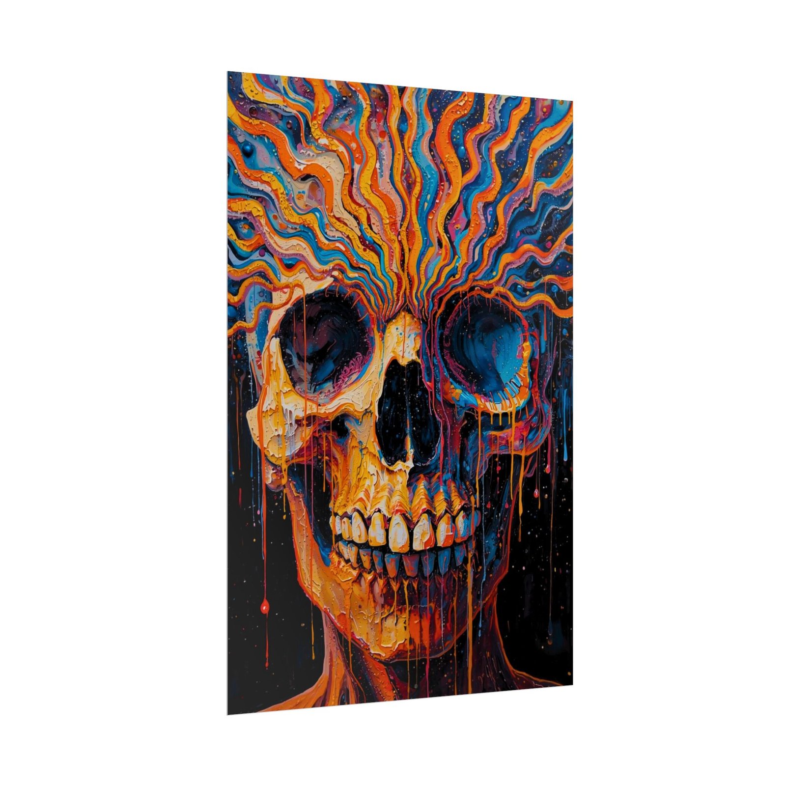 IS_6614 Psychedelic Skull Rolled Poster — Vibrant Abstract Skull Wall Art - Image 2