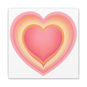 IS_4233 Layered Pink Heart Canvas Wall Art — Romantic Retro Heart Print for Bedroom, Nursery & Valentine’s Decor