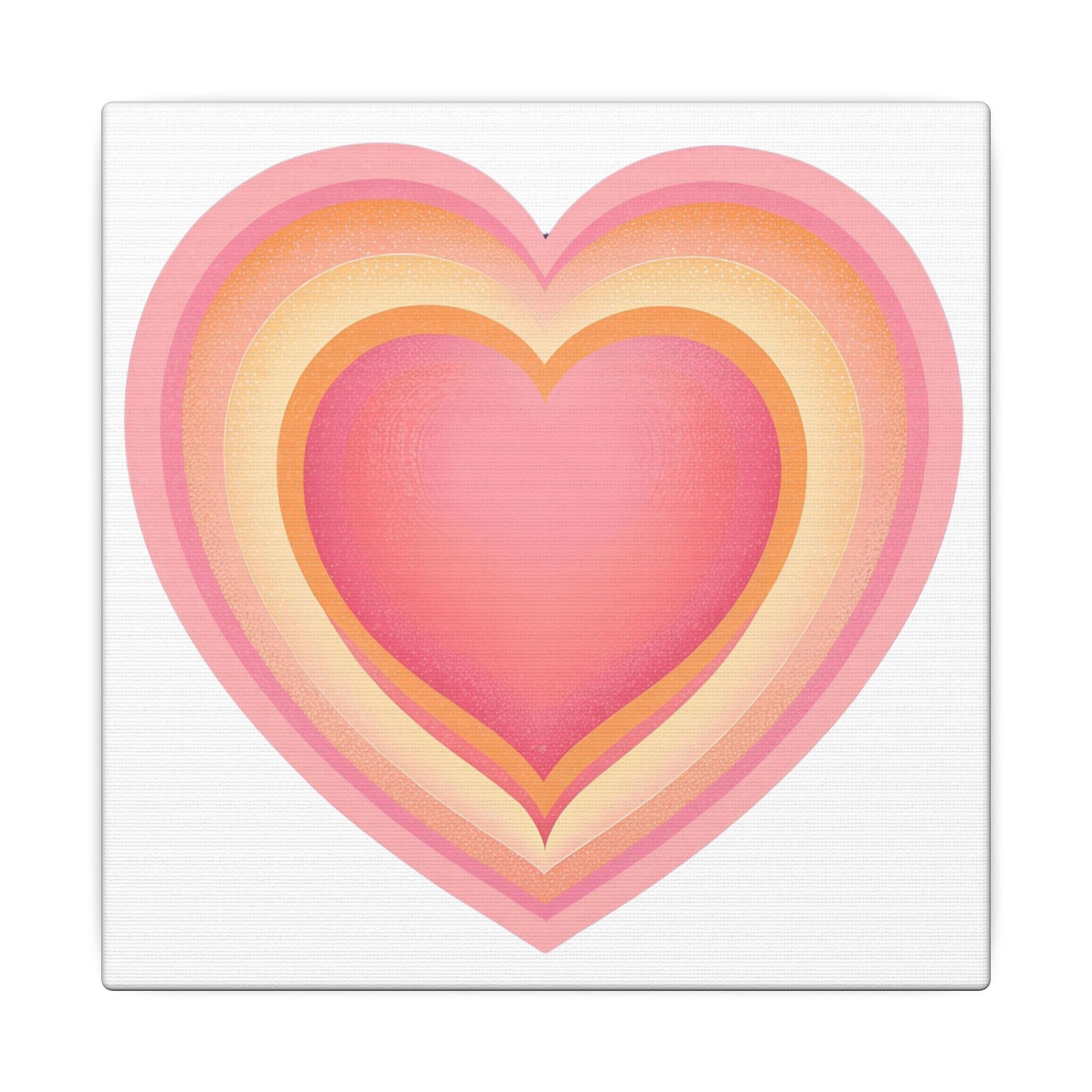 IS_4233 Layered Pink Heart Canvas Wall Art — Romantic Retro Heart Print for Bedroom, Nursery & Valentine’s Decor