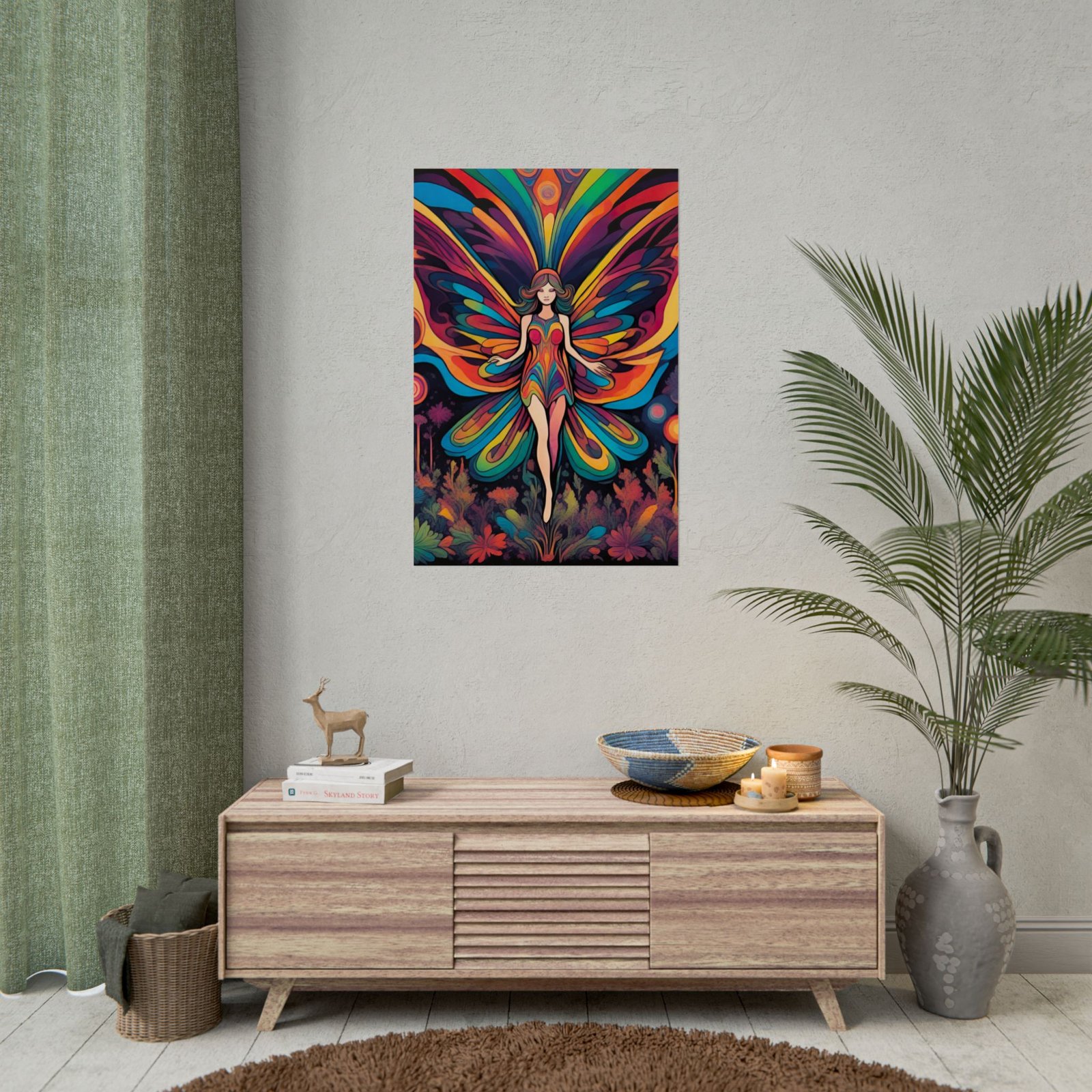IS_6561 Psychedelic Butterfly Fairy Rolled Poster — Rainbow Boho Wall Art - Image 4