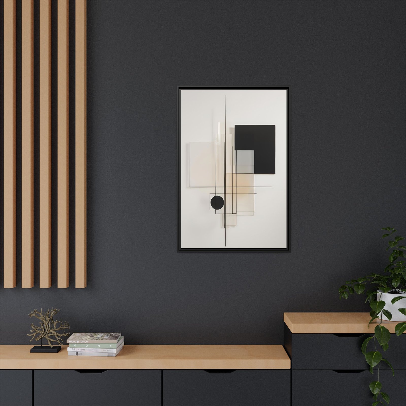 Suprematism Minimal Neutral Abstract Geometric Canvas Framed 24x36" - Image 4