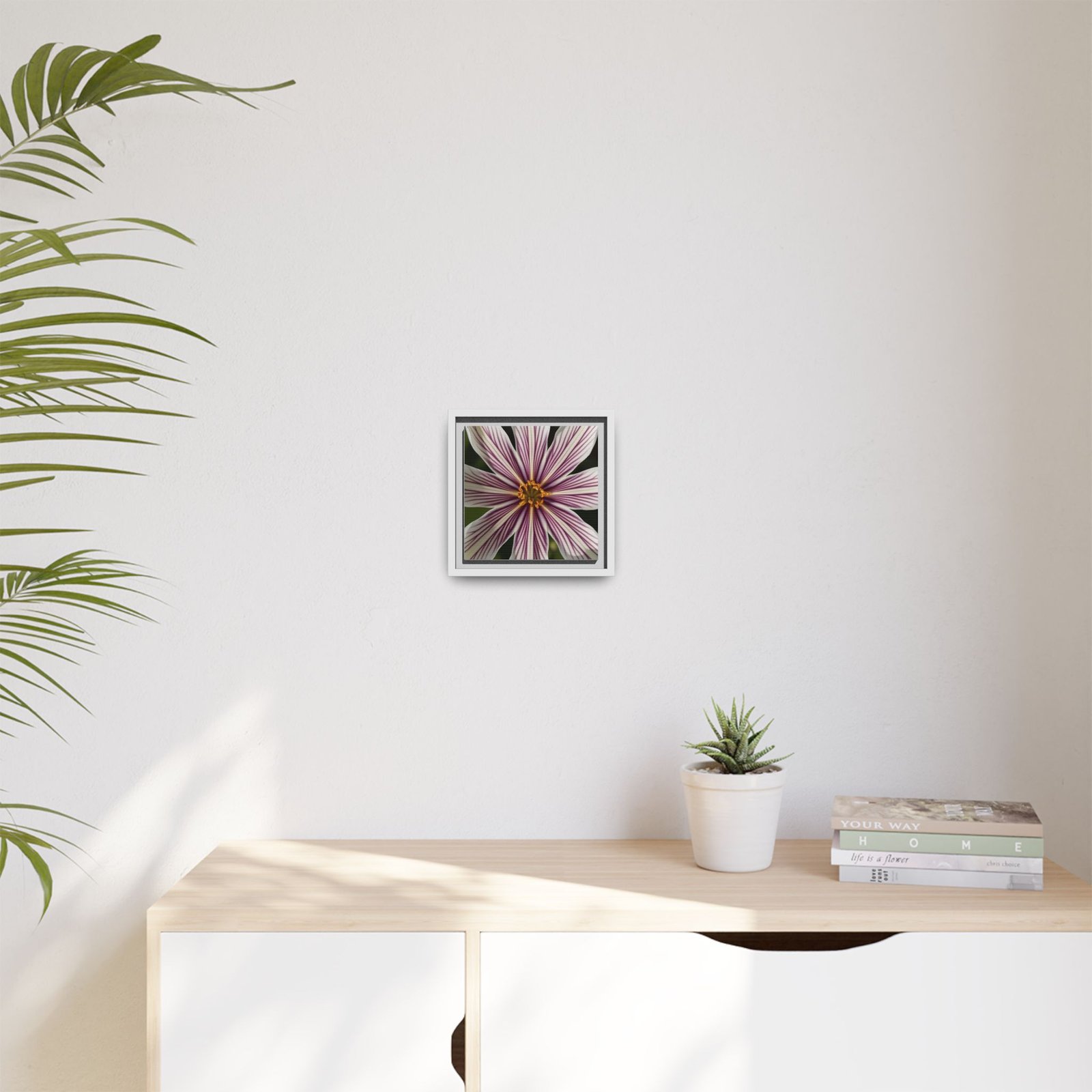 IS_4850 Framed Matte Canvas Wall Art — Striped Pink Daisy Floral Print - Image 9