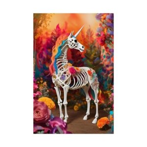 IS_4835 Vibrant Unicorn Skeleton Rolled Poster