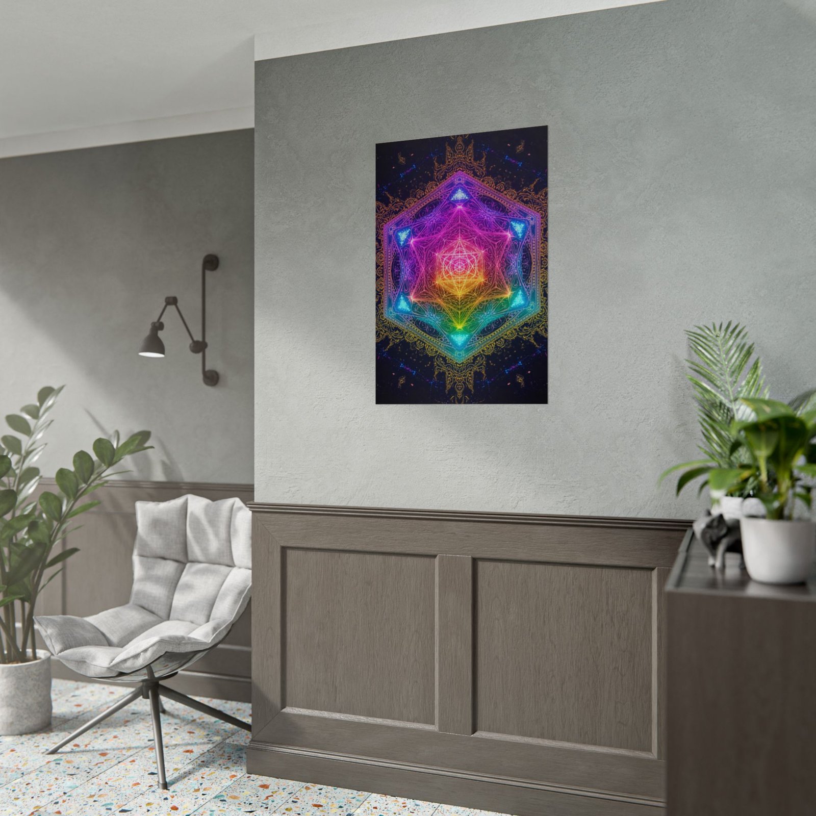 IS_6610 Psychedelic Sacred Geometry Rolled Poster – Rainbow Metatron Art Print - Image 4