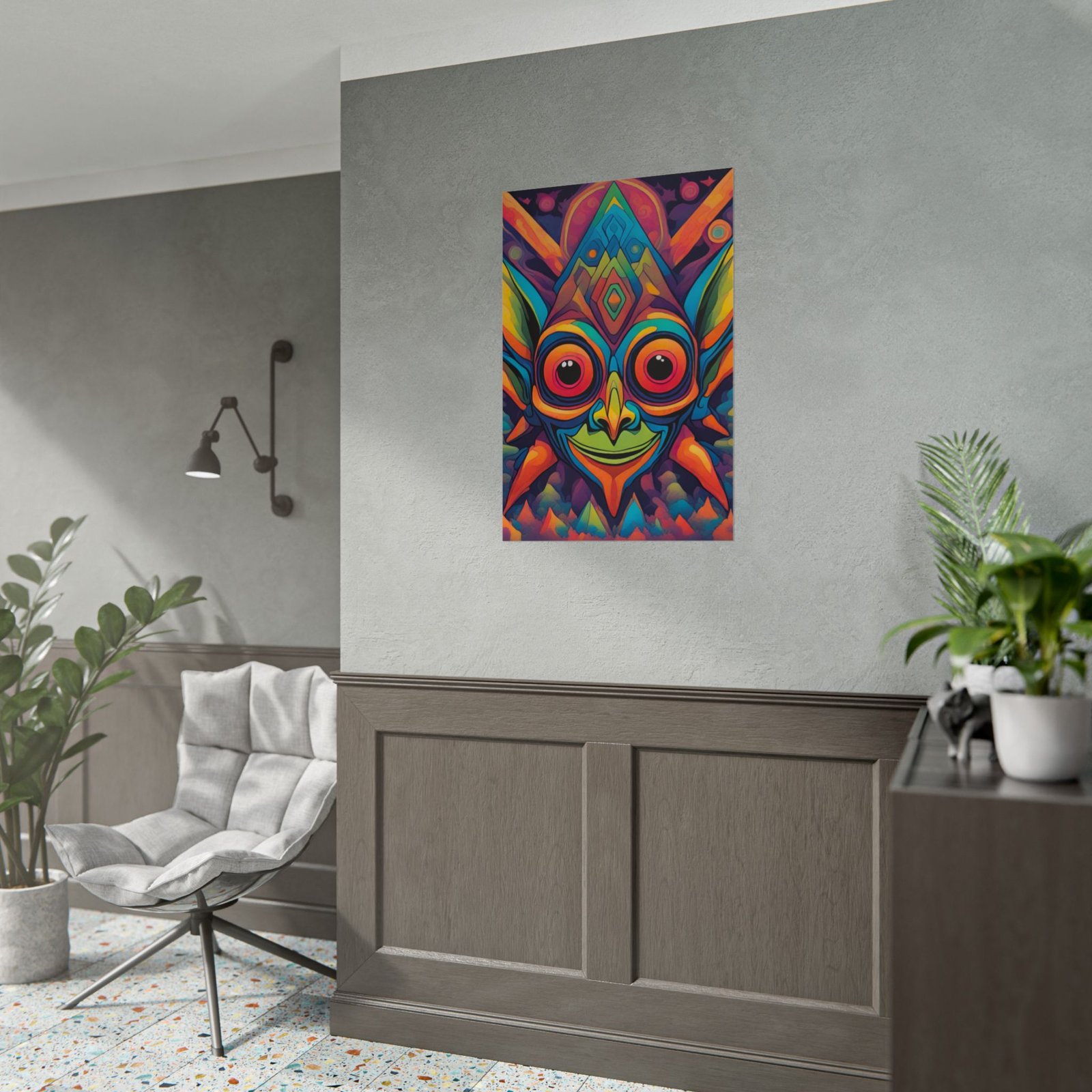 IS_6560 Psychedelic Tribal Mask Rolled Poster — Vibrant Abstract Wall Art - Image 4