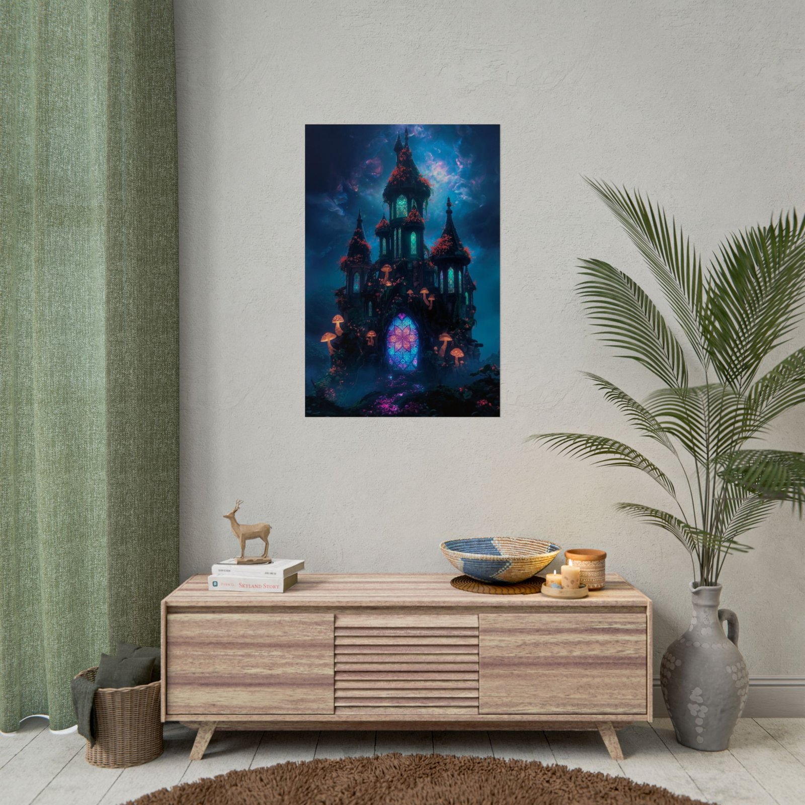 IS_6593 Enchanted Night Mushroom Palace Rolled Poster - Image 3