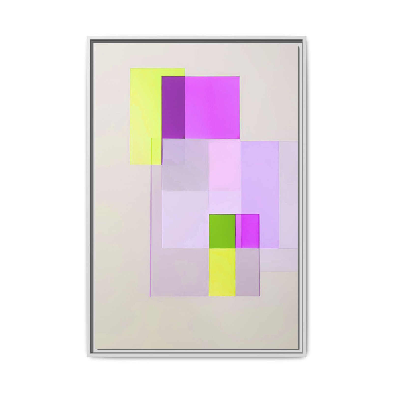 Suprematism Abstract Neon Pastel Squares Geometric FRAMED 24x36" - Image 5