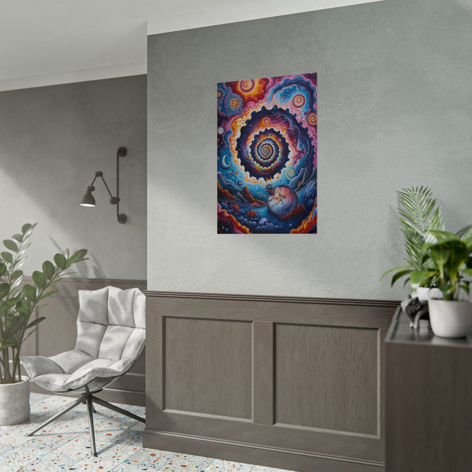 IS_6623 Psychedelic Spiral Rolled Poster — Surreal Cosmic Clock Art Print - Image 4