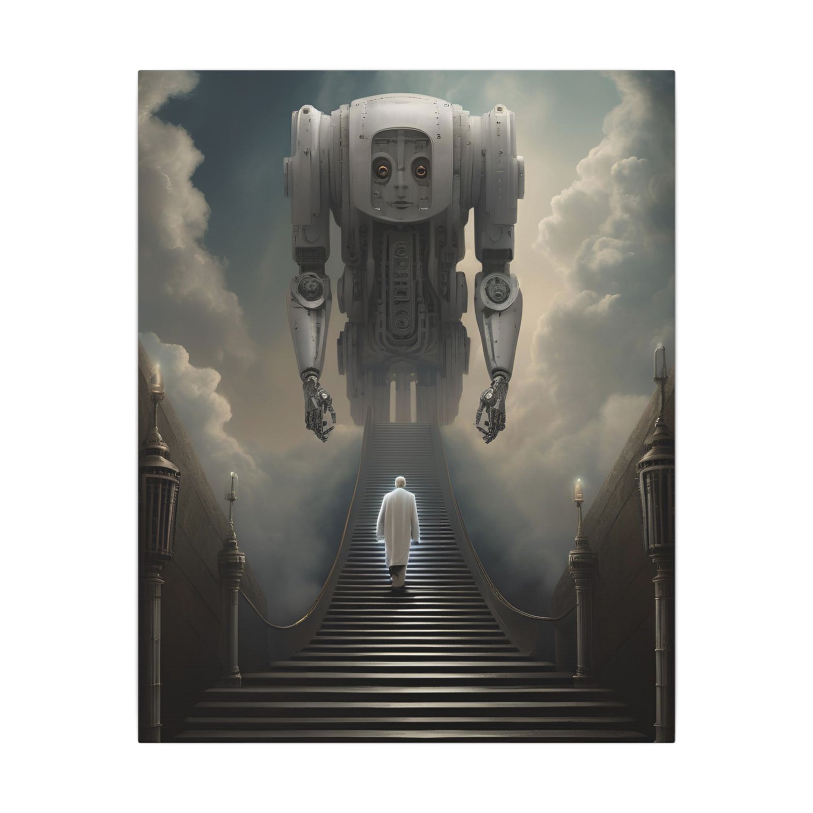 Surreal Robot Ascension Matte Canvas 16x20"