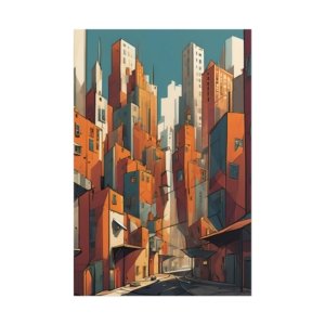 IS_3427 Cityscape Cubism Rolled Posters