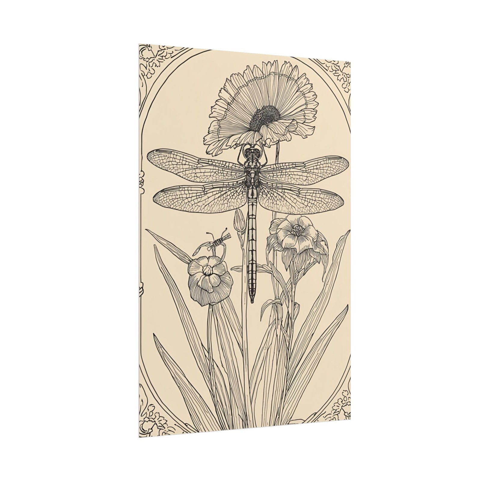 Botanical Dragonfly Vintage Rolled Poster - Image 3