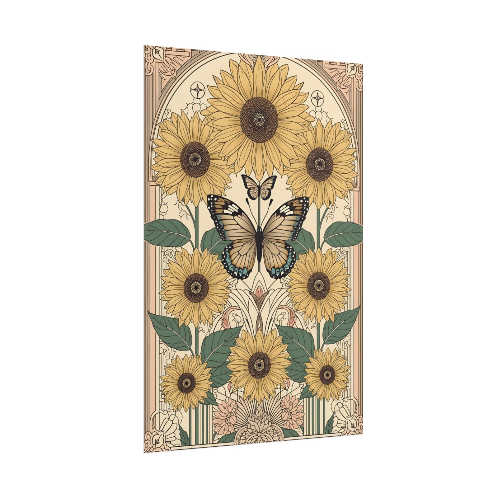 Art Nouveau Sunflower Butterfly Rolled Poster - Image 3