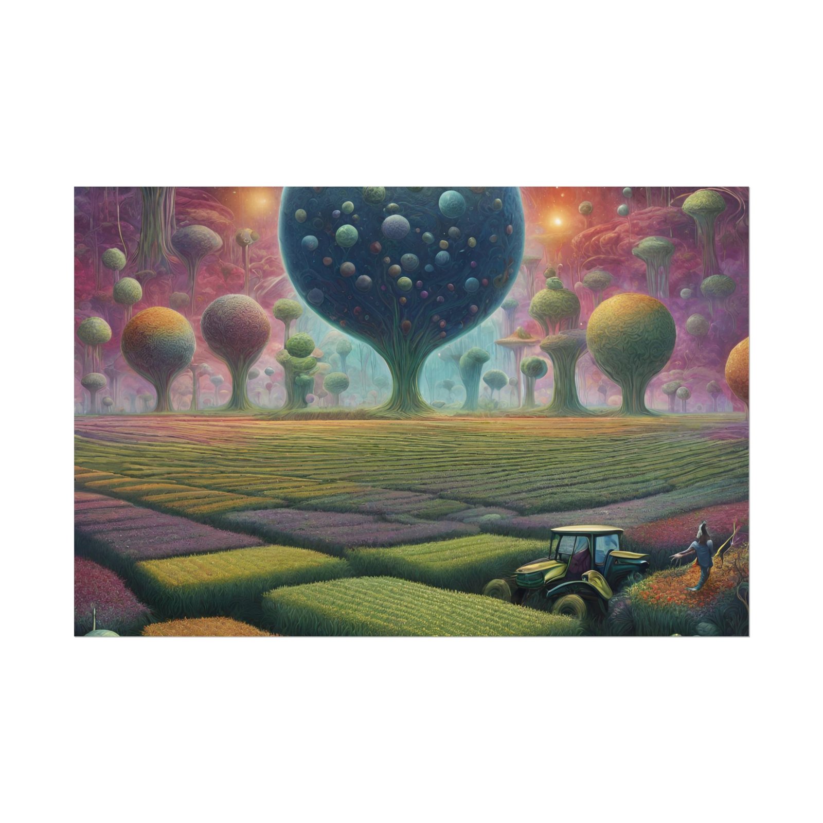 Abstract Farming Paradise Rolled Poster - Vibrant Nature Art for Home Décor